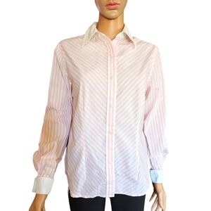 Jones NY Country Pink Collared Blouse